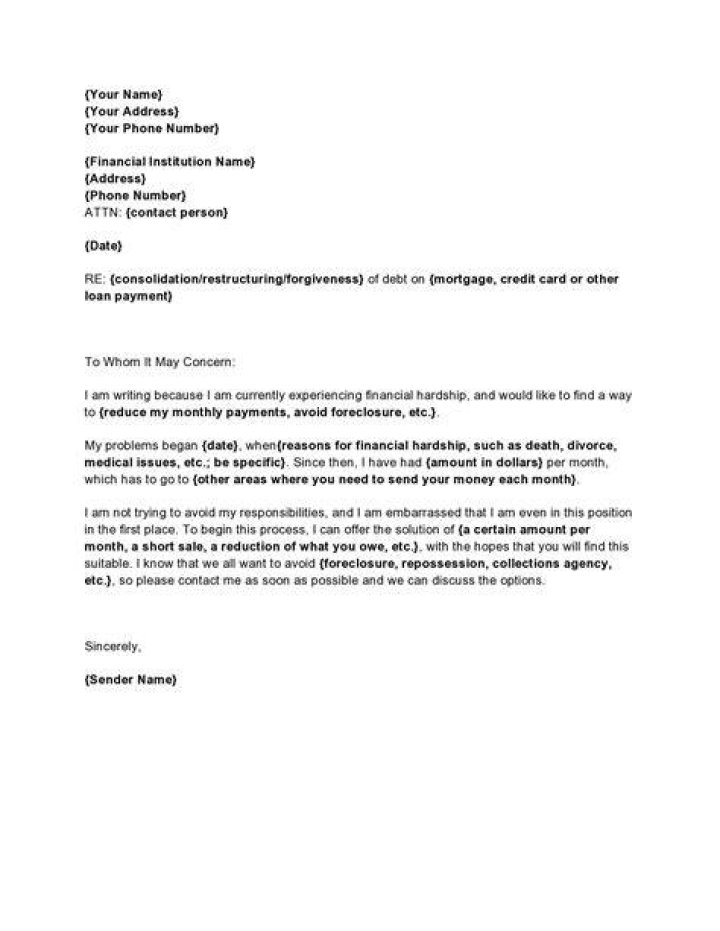 How do I write a hardship letter to a debt collector?