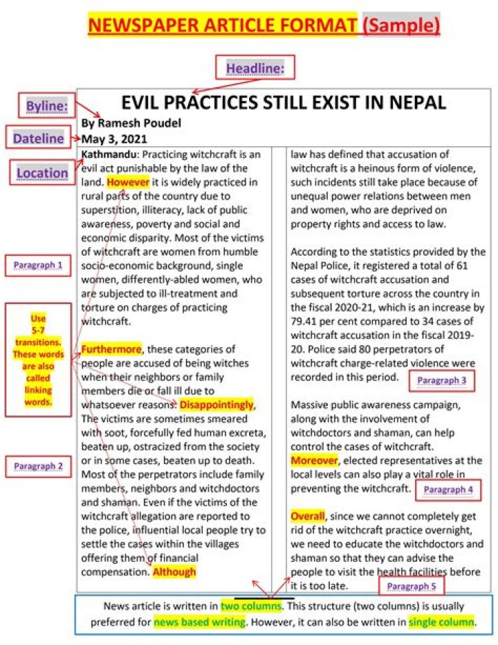 How long is the typical newspaper article?