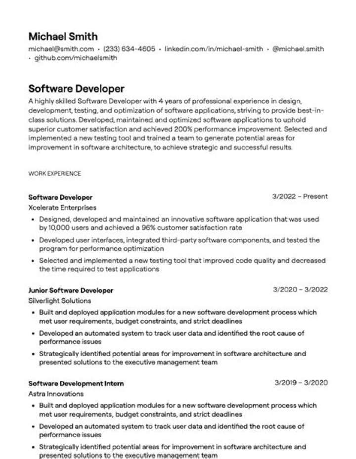 What should I put for software experience?