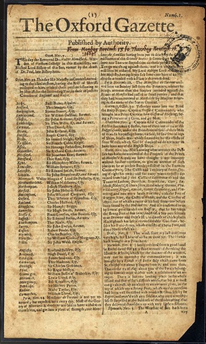 When was the 1st newspaper published?